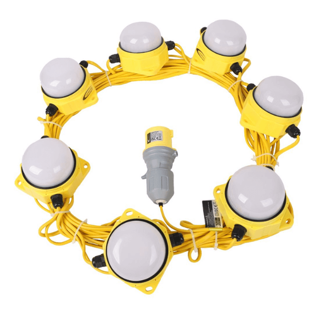 CONNEXION ELECTRICAL 22m LED Festoon Light - IP54, 70W, 110V, 50-60Hz, 10930-22m