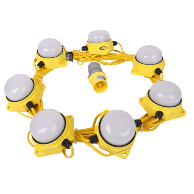 CONNEXION ELECTRICAL 22m LED Festoon Light - IP54, 70W, 110V, 50-60Hz, 10930-22m