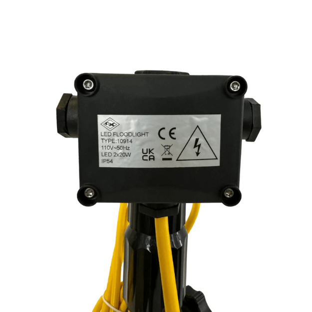 CONNEXION ELECTRICAL 2x20W LED Telescopic Tripod Light - IP44, 110V, 10914