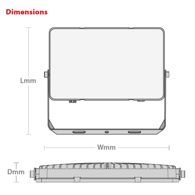 Red Arrow COMET Site Slim Floodlights IP65, 110v Site Lighting Dimensions