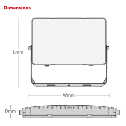 Red Arrow COMET Site Slim Floodlights IP65, 110v Site Lighting Dimensions
