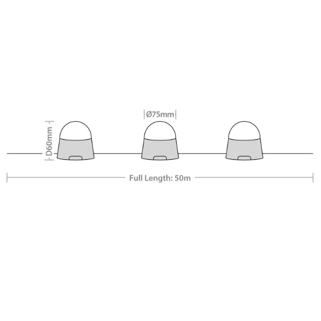 RED ARROW LED Festoon Kits 110V 50m Connectable Festoons -  FKF50100W - Dimensions