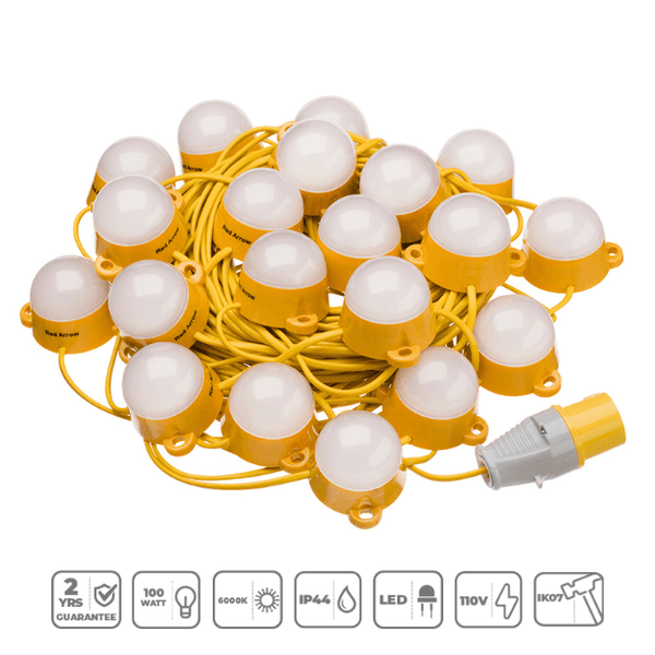 RED ARROW 110v LED Festoon Kit – 50m, FKF50100W (Connectable, 20‑Way ...