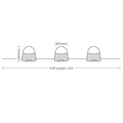 RED ARROW LED Festoon Kits 110V 12m Connectable Festoons -  FKF1230YPW - Dimensions
