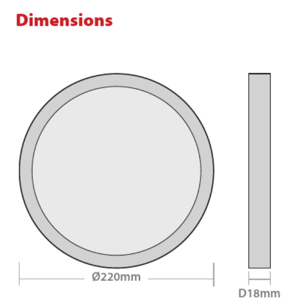 Red Arrow LED Circular Discus Ultra-Slim Wattage Selectable Fitting Dimensions