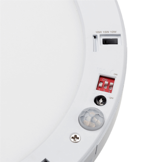 Red Arrow LED Circular Discus Ultra-Slim Wattage Selectable Fitting - Switch Close Up