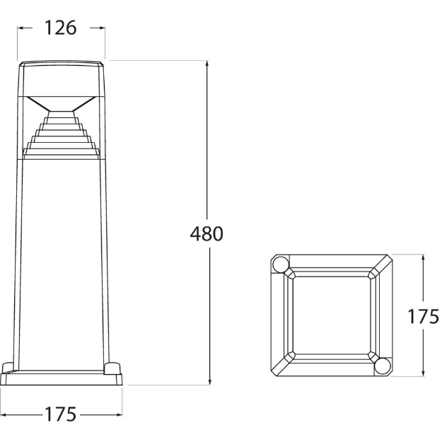 Ester 500 10W GX53 CCT LED Bollard Light Product Dimension