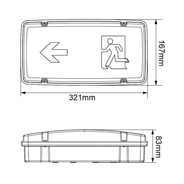 BLE Foxhill High Output LED Emergency Bulkhead Product Dimension