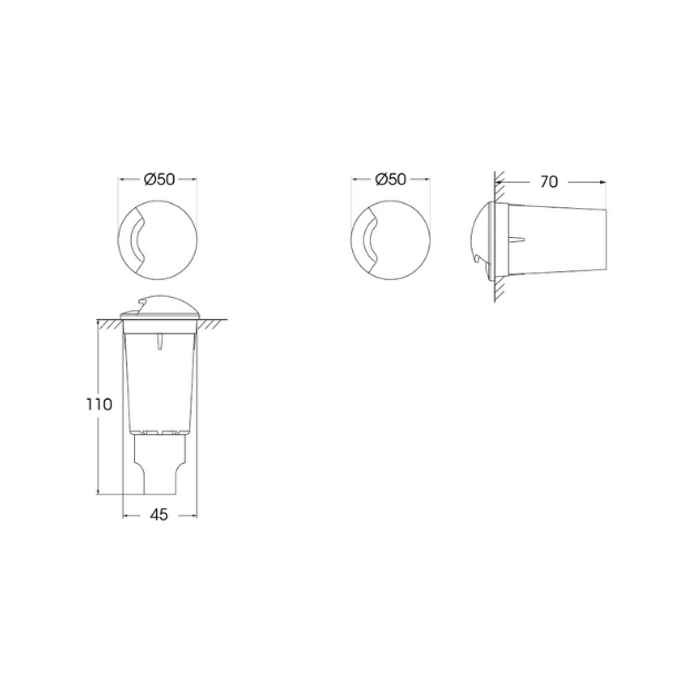 Fumagalli ALDO 1-Light Recessed LED Ground/Wall Lighting Product Dimension