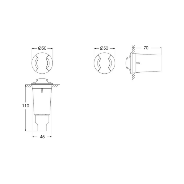 Fumagalli ALDO 2-Light Recessed LED Ground/Wall Lighting Product Dimension