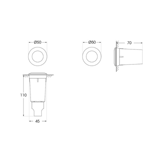 Fumagalli ALDO Recessed LED Ground/Wall Lighting Product Dimension