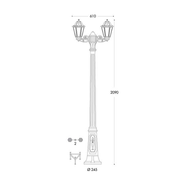 Fumagalli ANNA GIGI-BISSO TWIN Lamp Post Product Dimension