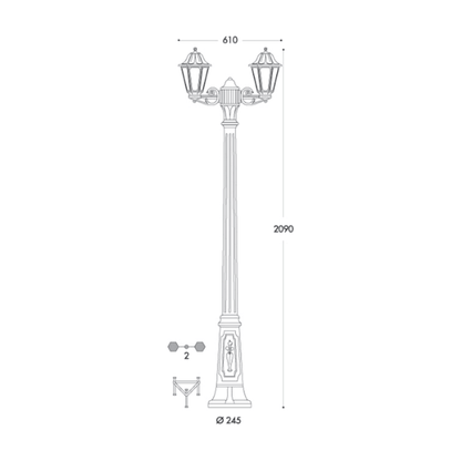 Fumagalli ANNA GIGI-BISSO TWIN Lamp Post Product Dimension