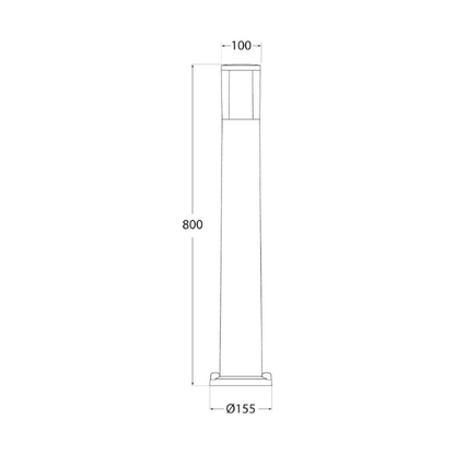 Fumagalli Carlo 800 Settable CCT LED Bollard Light Product Dimension
