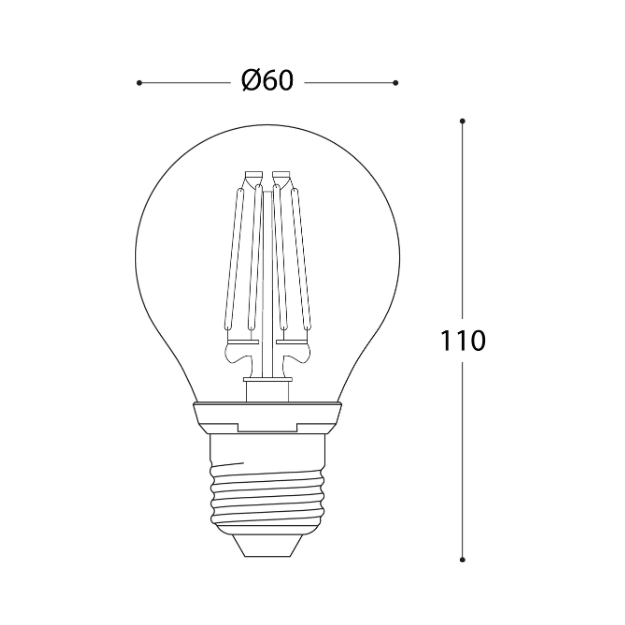 Fumagalli E27 Filament LED Lamp Product Dimension