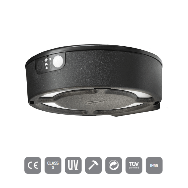 Fumagalli FORTUNATO Solar Settable CCT Black LED Wall Light IP55