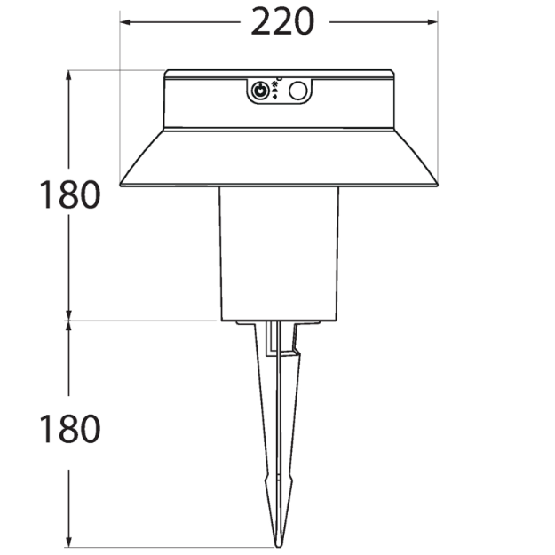 Fumagalli Felice 200 Solar Settable CCT Black LED Spike Light Product DImension