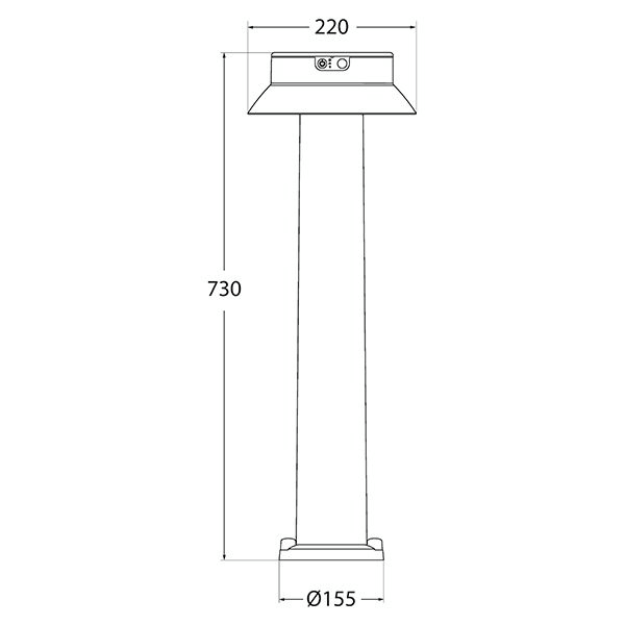 Fumagalli Felice 800 Solar Settable CCT Black LED Bollard Product Dimension