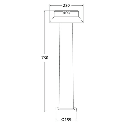 Fumagalli Felice 800 Solar Settable CCT Black LED Bollard Product Dimension