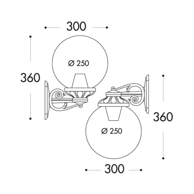 Fumagalli GLOBE 250 BISSO Wall Light Product Dimension