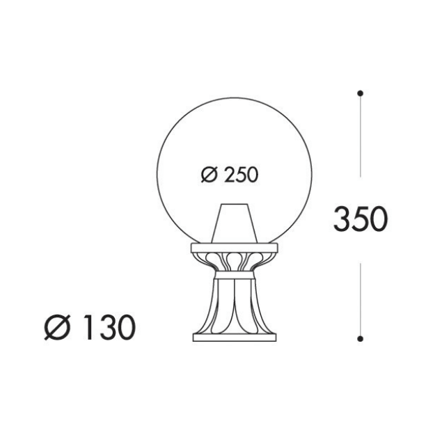 Fumagalli GLOBE 250 MIKROLOT Pedestal Light Product Dimension
