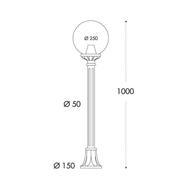 Fumagalli GLOBE 250 MIZAR Lamp Post Product Dimension