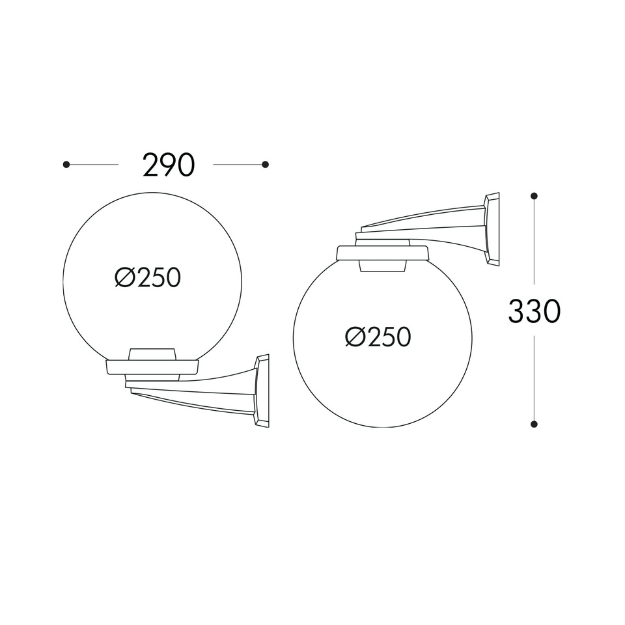 Fumagalli GLOBE 250 MODERN NARDO Wall Light Product Dimension