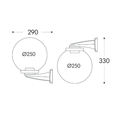 Fumagalli GLOBE 250 MODERN NARDO Wall Light Product Dimension