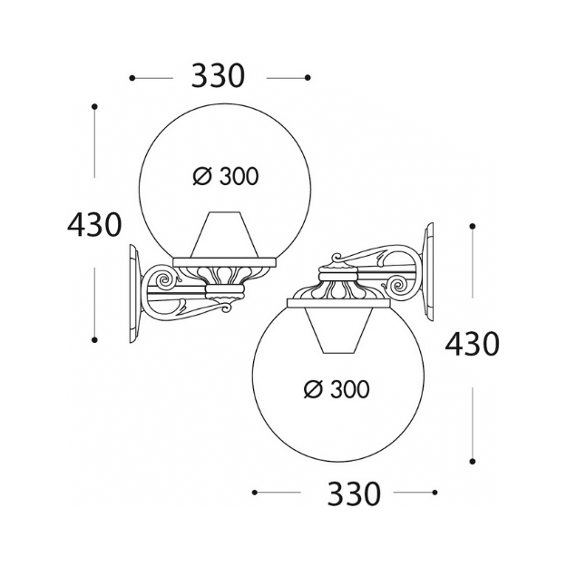 Fumagalli GLOBE 300 BISSO Wall Light Product Dimension