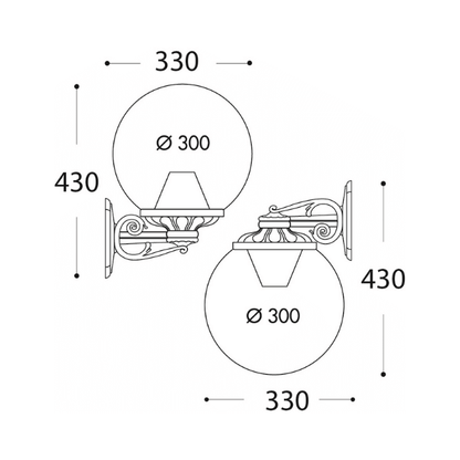 Fumagalli GLOBE 300 BISSO Wall Light Product Dimension