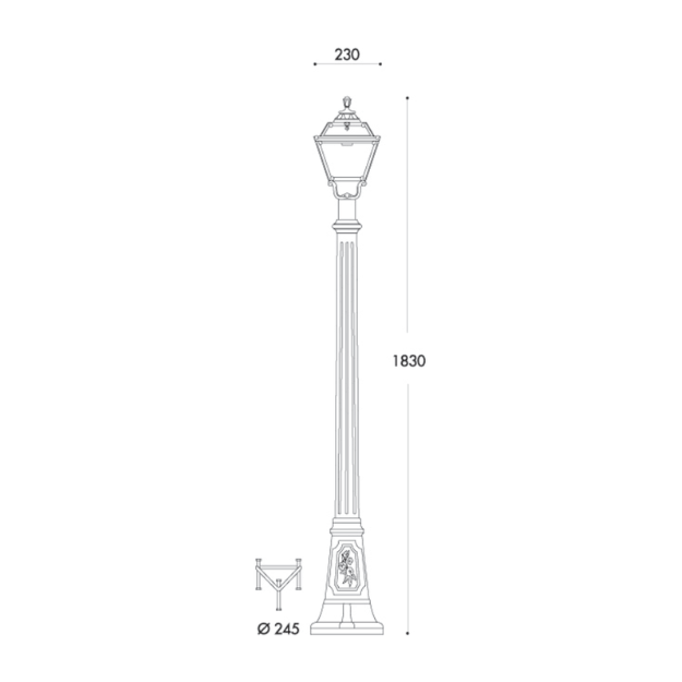 Fumagalli GOLIA ARTU Lamp Post Product Dimension