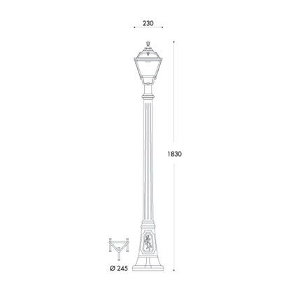 Fumagalli GOLIA ARTU Lamp Post Product Dimension