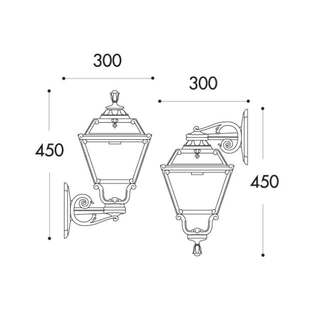 Fumagalli GOLIA BISSO Wall Lantern Product Dimension