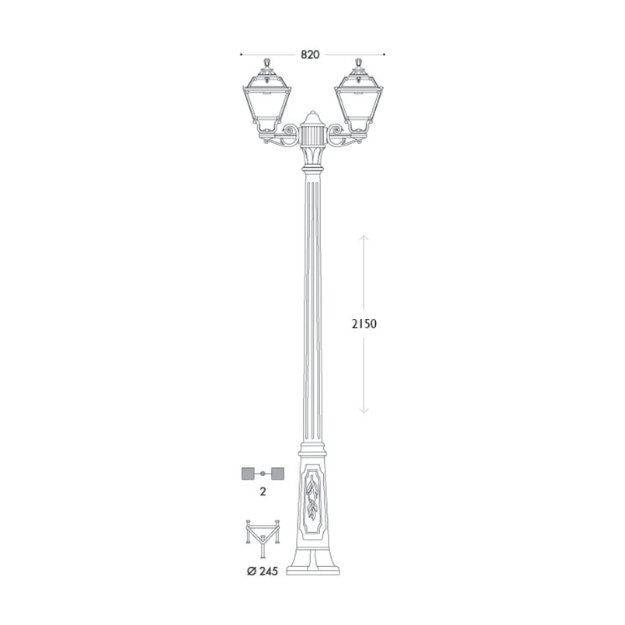 Fumagalli GOLIA GIGI-BISSO TWIN Lamp Post - IP55, 6.5W, 1600lm
