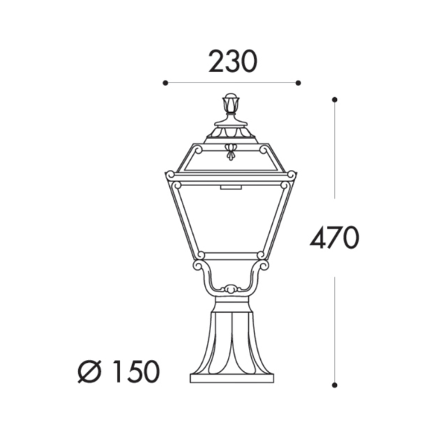 Fumagalli GOLIA MINILOT Pedestal Lantern Product Dimension