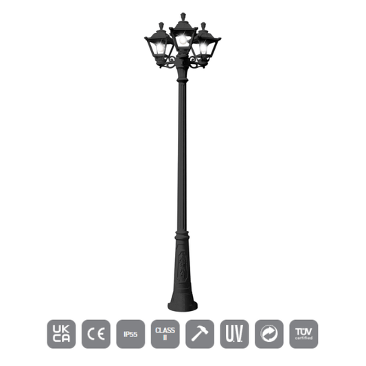 Fumagalli GOLIA RICU-BISSO TRIPLE Lamp Post - IP55, 6.5W, 2400lm Product Features