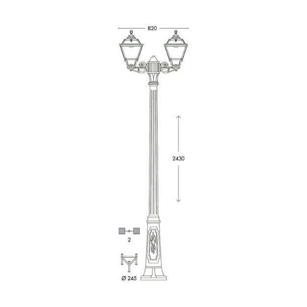 Fumagalli GOLIA RICU-BISSO TWIN Lamp Post Product Dimension