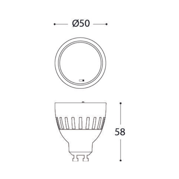 Fumagalli GU10 6W LED Lamp Product Dimension