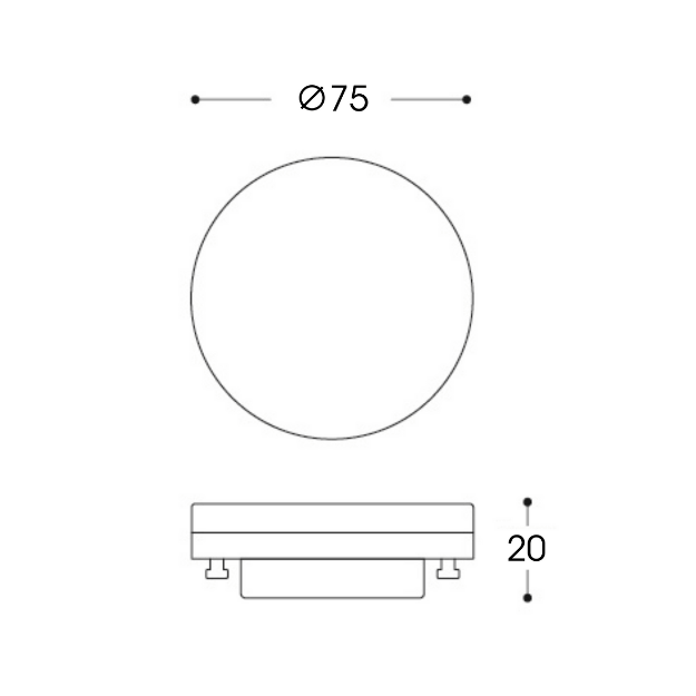 Fumagalli GX53 3W LED Lamp Product Dimension