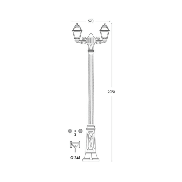 Fumagalli MARY GIGI-BISSO TWIN Lamp Post Product Dimension