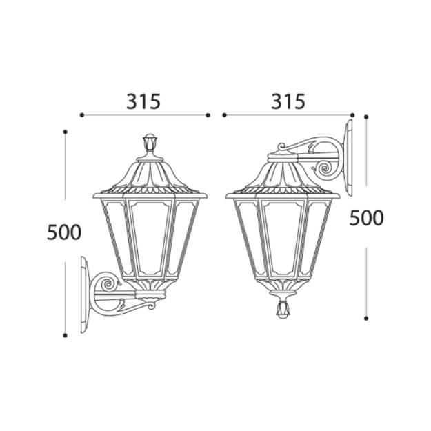 Fumagalli RUT BISSO Wall Lantern Product Dimension