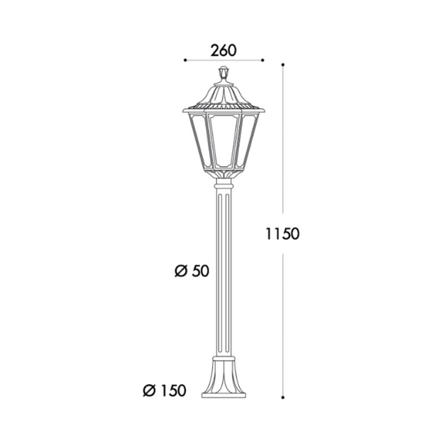 Fumagalli RUT MIZAR Lamp Post Product Dimension