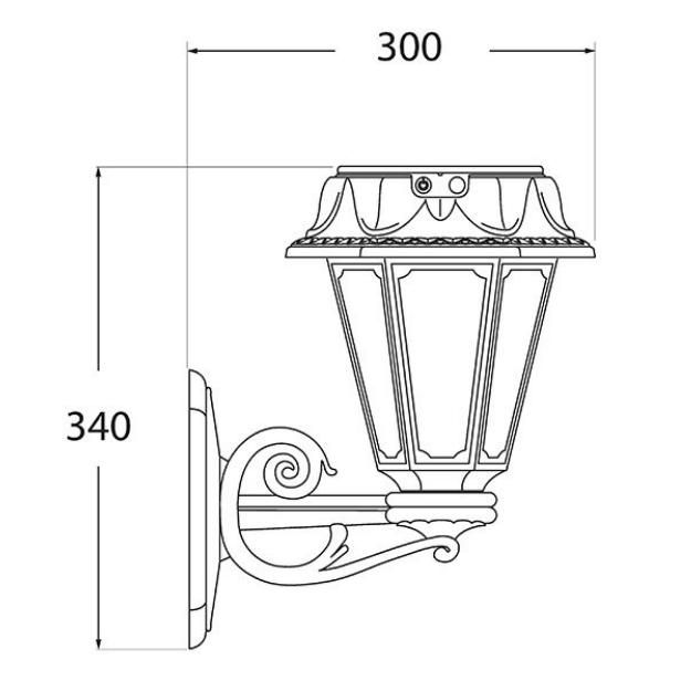 Fumagalli Rosetta Bisso Solar Settable CCT Black LED Lantern Product Dimension
