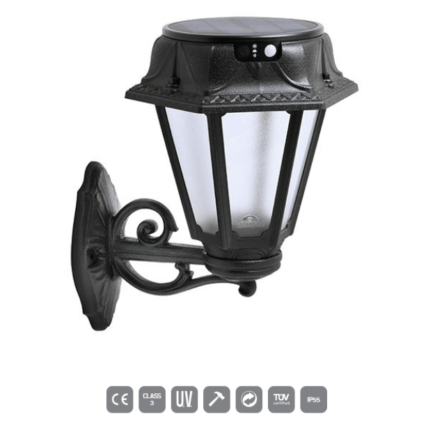 Fumagalli Rosetta LED Solar Settable Black Lantern Product Features