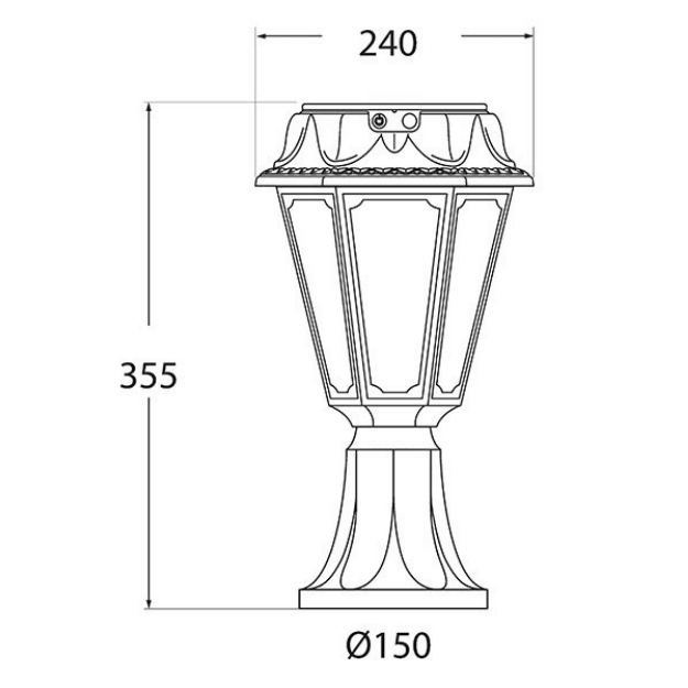 Fumagalli Rosetta Minilot Solar Settable CCT Black LED Pedestal Lantern Product Dimension