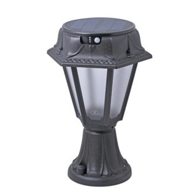 Fumagalli Rosetta Minilot Solar Settable CCT Black LED Pedestal Lantern