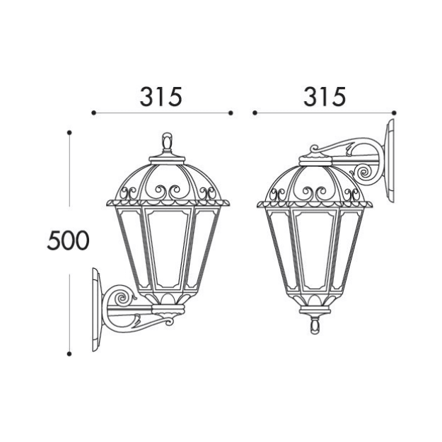 Fumagalli SALEM BISSO Wall Lantern Product Dimension