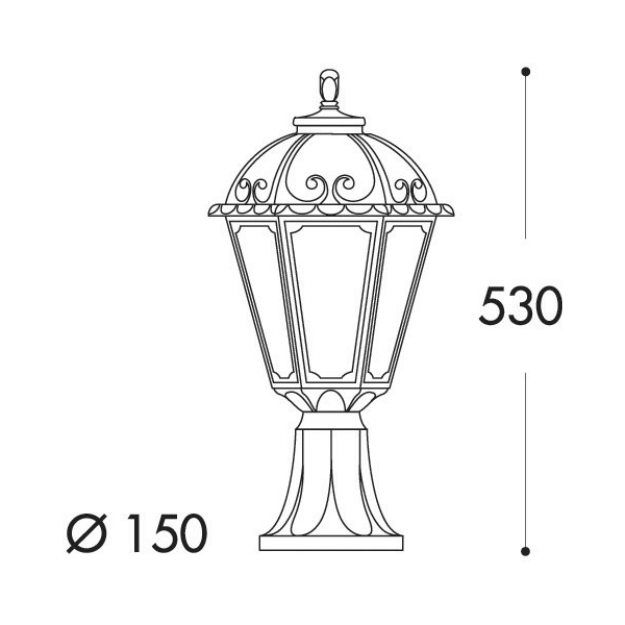 Fumagalli SALEM MINILOT Pedestal Lantern Product Dimension