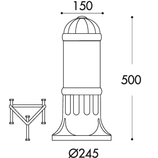 Fumagalli SAURO 500 Settable CCT LED Bollard Light Product Dimension