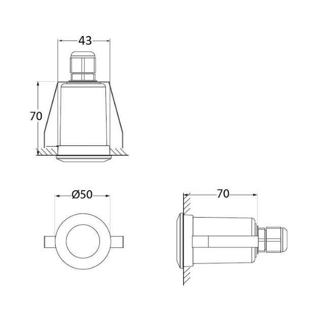 Fumagalli TERESA 50 1L Recessed LED Decking/Soffit Lighting Product Dimension